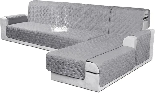 Vista 28 de VANSOFY Fundas para Sofá Seccional 100% Impermeables Funda Deslizable para Sofá en Forma de L 3 Piezas Reversible Funda para Chaise Lounge para Sofá