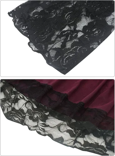 Vista 3 de Vestidos góticos para mujer, disfraces medievales renacentistas, talla grande, vestido de bruja vampiro, vestido de bruja de hadas steampunk
