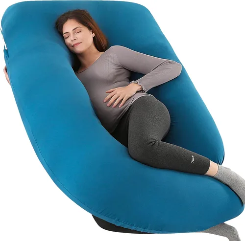 Vista 7 de Elover Almohada de Embarazo Imprescindible para Dormir en Forma de U, Almohada de Maternidad de Cuerpo Completo con Funda Refrescante Extraíble