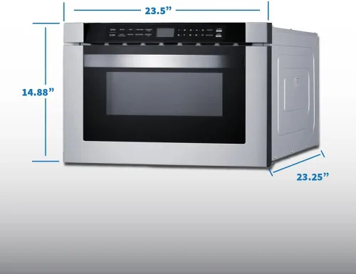 Vista 2 de Summit MDR245SS - Microondas integrado de 24 pulgadas, con cajón de 1.2 pies cúbicos, compatible con la ADA, negro y acero inoxidable - MDR245SS
