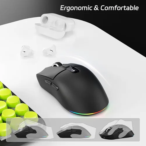 Vista 8 de Uciefy Ratón inalámbrico Bluetooth, triple modo (2.4G+BT5.0+BT5.1), mouse Bluetooth LED, USB C recargable con pantalla LED, ratones de computadora
