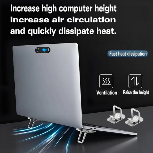 Vista 6 de 2 soportes portátiles para laptop, elevador ajustable para laptop, refrigeración ergonómica, mini soporte invisible para computadora de escritorio