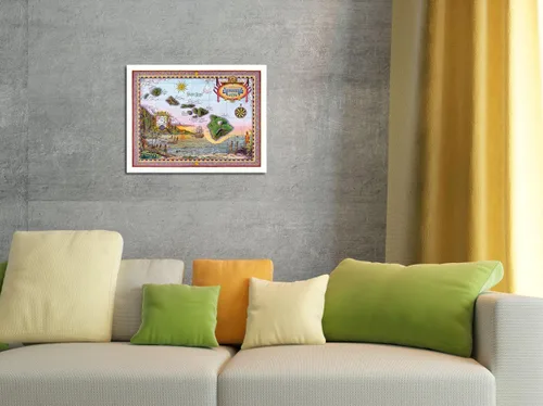 Vista 4 de Pacifica Island Art Map of Old Hawaii - The Islands of Hawaii - Mapa vintage de Steve Strickland - Cartel de metal vintage de 8 x 12 pulgadas
