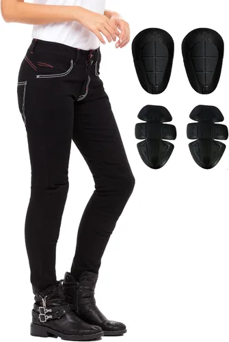 Vista 7 de Skylinewears Women's Reinforced Motorcycle Riding Jeans Biker Racing Pants with Aramid Lining and Removable Padding