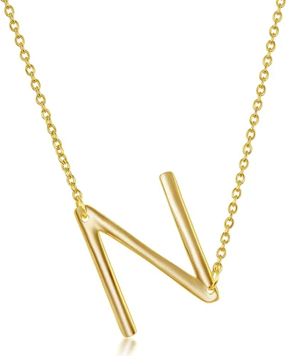 Vista 32 de Dainty Sideways Initial Necklace for Women – Sterling Silver or 14K Gold Plated 20mm Alphabet Letter Pendant