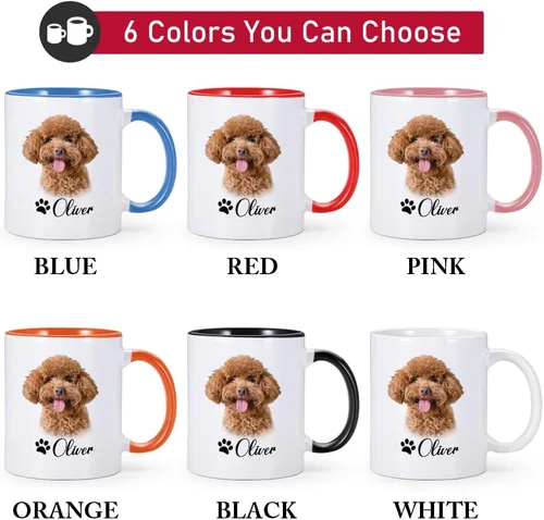 Vista 8 de Taza personalizada con foto de perro, taza de perro personalizada, taza de retratos de mascotas personalizada, tazas con nombre personalizado