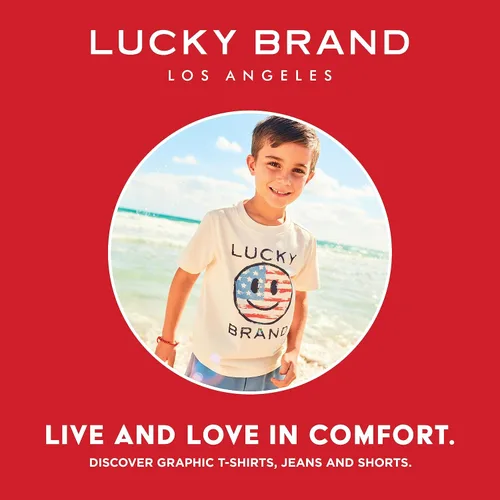 Vista 2 de Lucky Brand Boys Short Sleeve Key Solid Crew Neck T-Shirt, Soft, Comfortable, Relaxed Fit