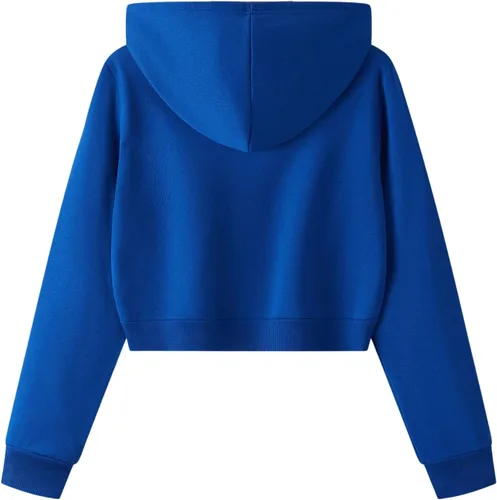 Vista 2 de SweatyRocks Sudadera corta con capucha y cordón de manga larga para mujer