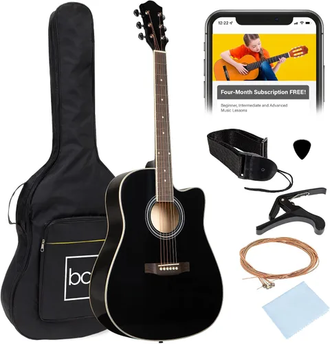 Vista 11 de Best Choice Products Guitarra Acústica para Principiantes de 41 Pulgadas, Tamaño Completo, Toda de Madera con Cutaway, Juego de Inicio con Funda
