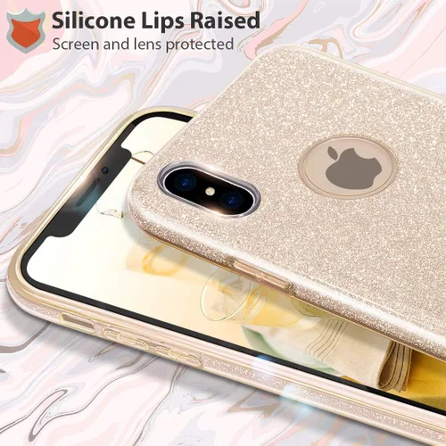 Vista 2 de Carcasa para iPhone X (2017), con brillantina, brillo de cristal de MATEPROX , Dorado