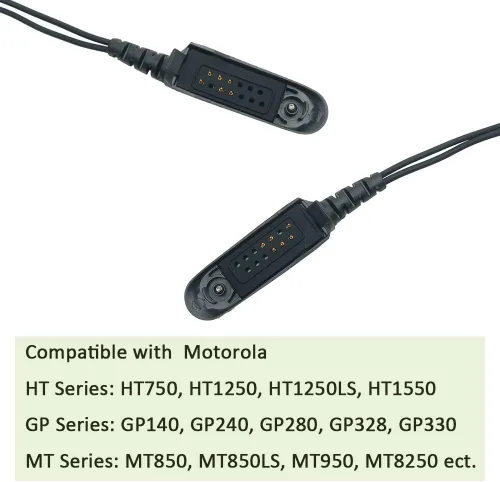 Vista 6 de Auricular de tubo acústico encubierto de 2 cables con micrófono PTT compatible con Motorola Ht1250 Ht750 HT1550 GP328 GP330 GP340 GP360 MTX850