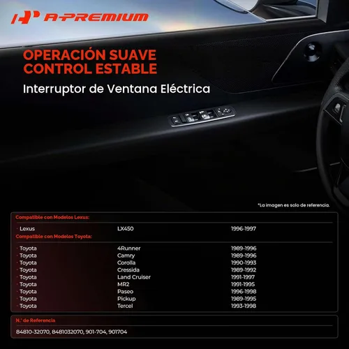 Vista 2 de A-Premium - Interruptor de elevalunas eléctrico delantero derecho o trasero
