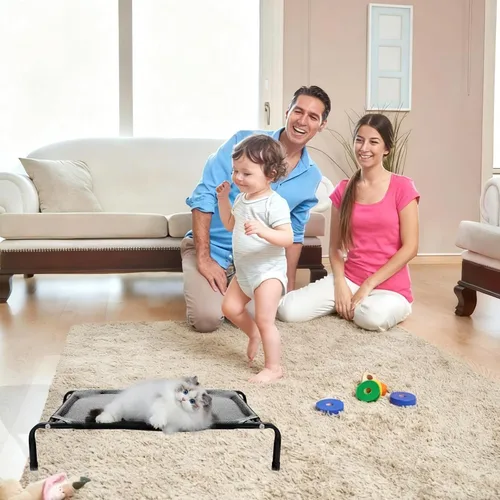 Vista 8 de Camas elevadas para gatos para interiores, material lavable, cómodo diseño elevado para gatos, ideal para uso en interiores para mantener a