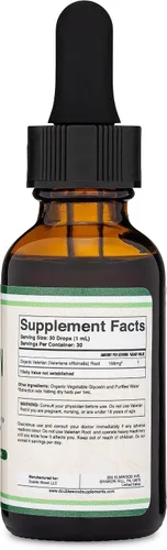 Vista 4 de Gotas de raíz de valeriana para dormir, extracto de tintura de raíz de valeriana orgánica de 168 mg - 1 onza líquida, 30 porciones