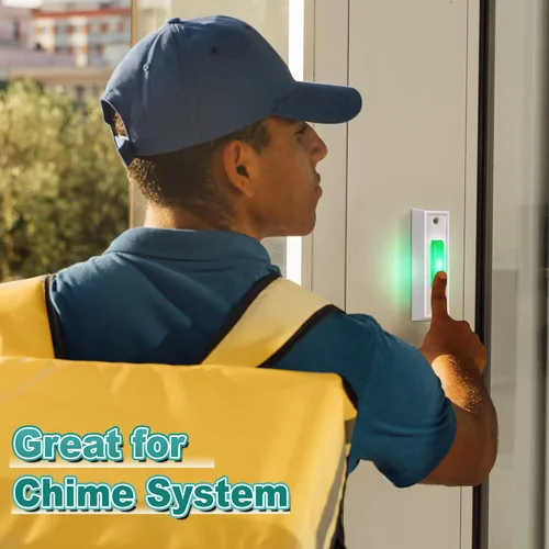Vista 5 de Saillong Botón de timbre con iluminación LED con cable, botones de timbre de repuesto para puerta de garaje, botón de montaje en pared, interruptor