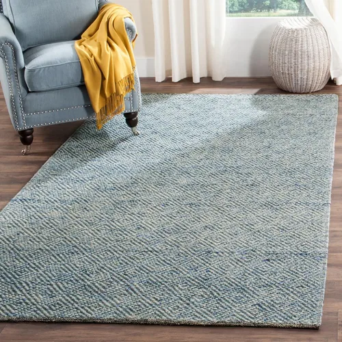 Vista 25 de SAFAVIEH Colección Natura - Alfombra decorativa de 2 x 3 pies, azul, lana hecha a mano, ideal para áreas de alto tráfico en entrada, sala de estar