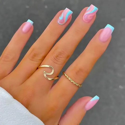Vista 13 de RikView uñas postizas blancas en forma de almendra de longitud media, uñas adhesivas naturales, uñas en relieve con diseño de margarita