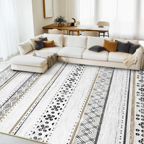 Vista 19 de BESTSWEETIE Alfombras de área de 2 x 3 pies para sala de estar, lavables, marroquíes, rústicas, geométricas neutrales, de pelo bajo