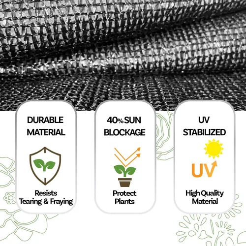 Vista 3 de Alion Home Tela 40% de protección solar con ojales, red de jardín, cubierta de sombra para plantas de jardín y patio, color negro (6 x 4 pies)