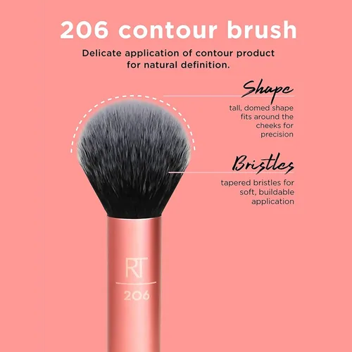 Vista 4 de Set de brochas de maquillaje sintéticas para una base impecable, cruelty-free, brocha para contornos, corrector, polvos y base, de Real Techniques