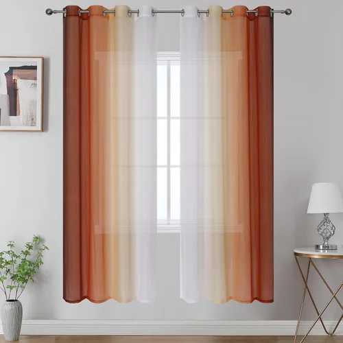 Vista 35 de Cortinas transparentes de color azul marino y negro para sala de estar, 52