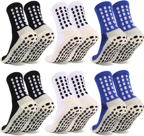 Vista 11 de 6 Pairs Grip Soccer Socks Colorful Non Slip Sports Football Basketball Hospital Yoga Socks for Men Women