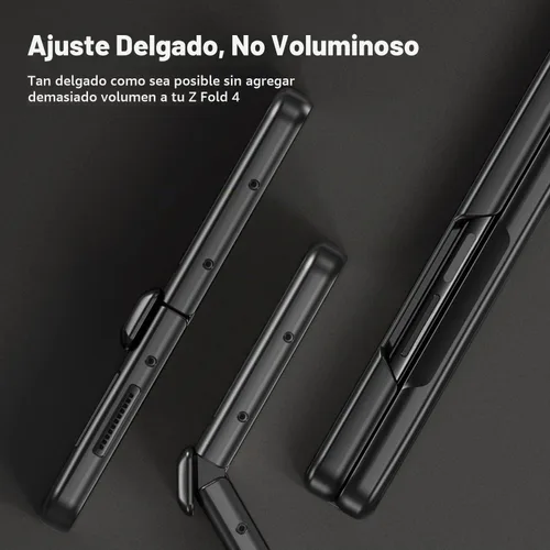 Vista 5 de Funda para Samsung Z Fold 4: [Soporte oculto] [carga inalámbrica], carcasa delgada de protección de bisagra de cuerpo completo, protector de Negro