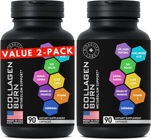 Vista 9 de Quemadura de colágeno múltiple para mujeres y hombres, 1,000 mg tipo I, II, III, V, X, péptidos de colágeno hidrolizados, ácido hialurónico