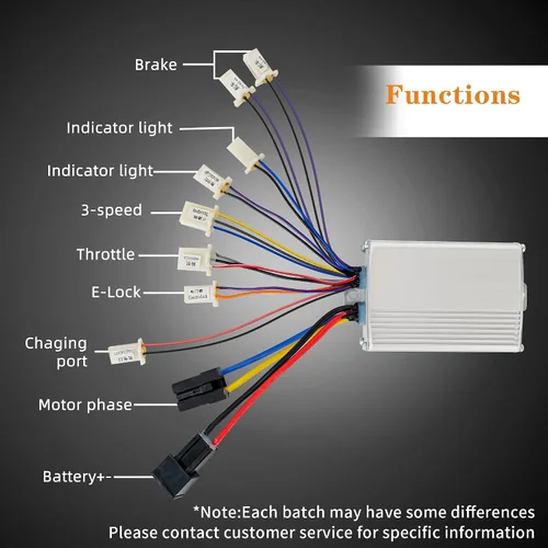 Vista 3 de Controlador de motor cepillado 36V 1000W 30A con interruptor de 3 velocidades Seis MOSFET incorporados y un relé, controlador de velocidad