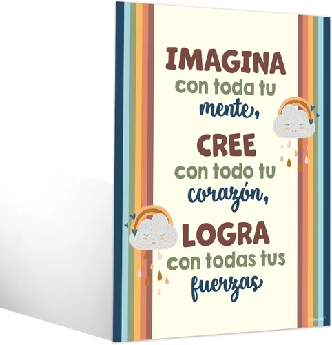 Vista 3 de Decorably 15 carteles de aula de español boho arco iris escuela secundaria Arco iris Boho