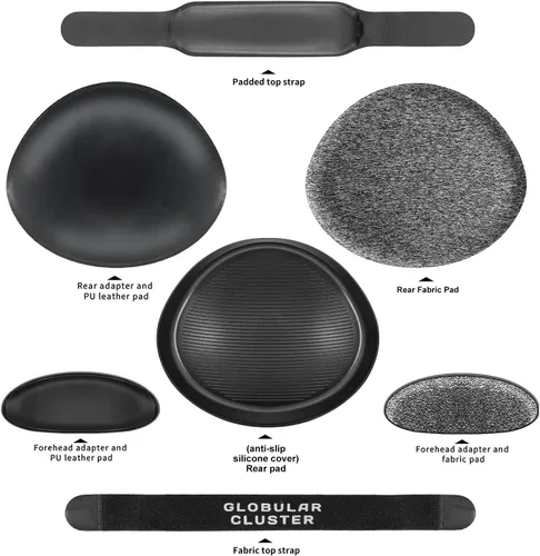 Vista 6 de Globular Cluster Comfortable Kit Compatible with Meta Quest Pro-Soft and Bigger Forehead Pads and Rear Pads with Top Strap Added