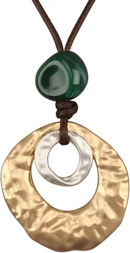 Vista 28 de Jeilwiy Collar de cuero para mujer, collar funky, gargantilla de cuerda con colgante, joyería de estilo bohemio