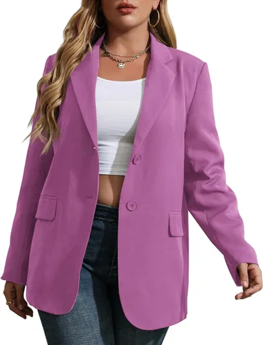 Vista 10 de Womens Plus Size Casual Blazer Jackets Long Sleeve Open Front Buttons Work Office Lapel Blazers with Pockets