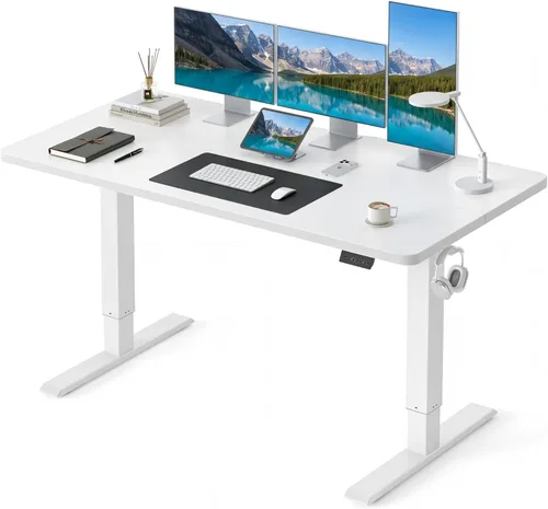 Vista 27 de CubiCubi Escritorio eléctrico grande de pie de 48 x 30 pulgadas, escritorio Negro
