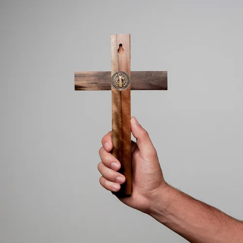 Vista 7 de Intercession Crucifijo de cruz de madera para pared (10 pulgadas - Oro antiguo)
