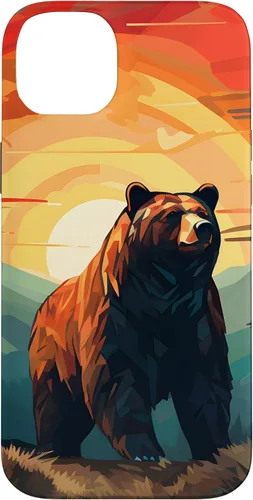 Vista 14 de Funda para iPhone 11 Bear Retro Sunset Forest Spirit Animal