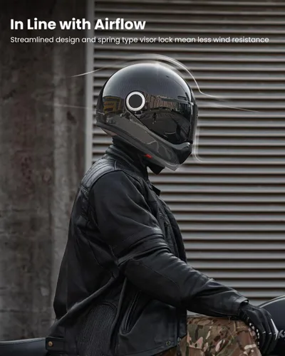 Vista 4 de ILM Cascos de motocicleta ligeros de fibra de carbono, casco retro de cara completa para hombres y mujeres, Cascos para Motos DOT modelo F611