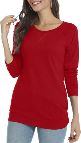 Vista 2 de POPYOUNG Blusa casual de manga larga para mujer para otoño e invierno con cuello redondo