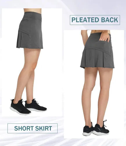 Vista 3 de HonourSex Faldas de golf para mujer con bolsillos, faldas de tenis con pantalones cortos, pantalones cortos, ropa deportiva, senderismo