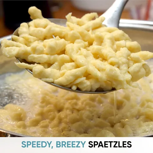 Vista 6 de Zoie + Chloe, tapa de acero inoxidable para preparar Spaetzle, con espátula, Round