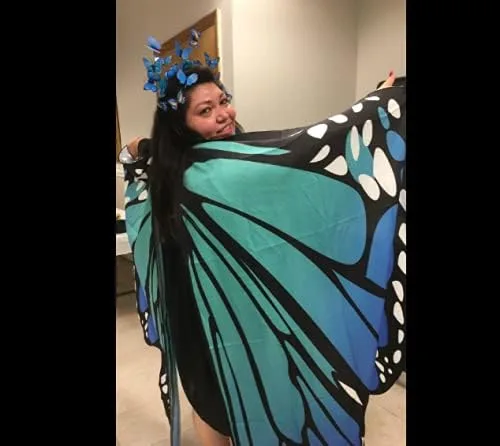 Vista 3 de Capa de alas de mariposa con máscara de hada para mujer, disfraz de Halloween