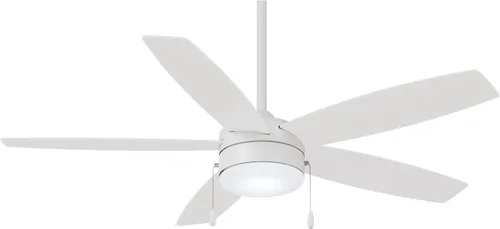 Vista 8 de MINKA-AIRE Ventilador de techo LED de 52 pulgadas con 5 aspas, latón cepillado y aspas de acabado blanco alabastro con vidrio blanco esmerilado