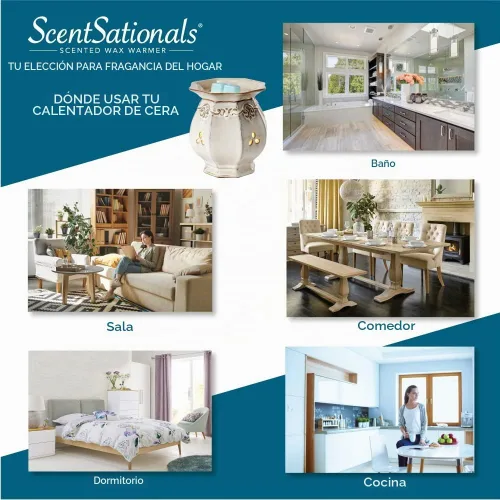 Vista 6 de ScentSationals Rococco - Calentador decorativo de cera boho para derretir cera perfumada