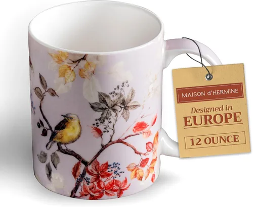 Vista 112 de Maison d' Hermine Taza de café con asas, tazas de porcelana fina de hueso, paquete de una taza de té para bebidas calientes, capuchino, latte