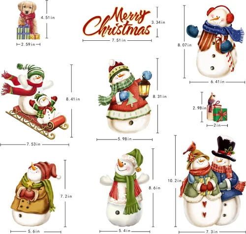 Vista 8 de 194 piezas de calcomanías de ventana de Navidad, copos de nieve y muñeco de nieve para ventanas de vidrio, decoraciones de Navidad para interiores