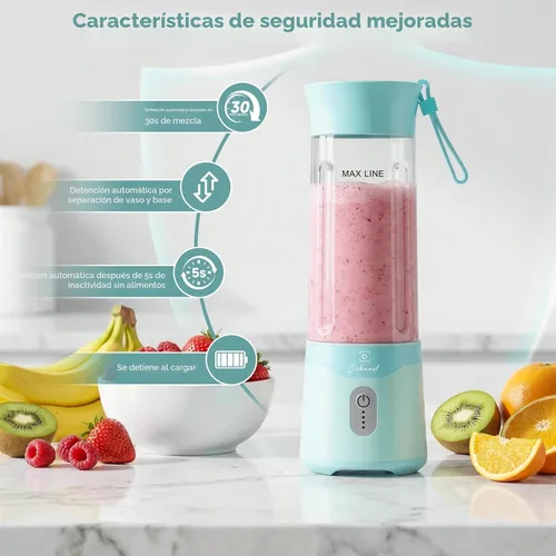 Vista 4 de COKUNST Portable Blender, 18oz Small Smoothie Blender with Extra Lid, Green