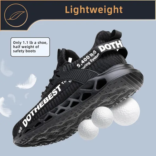 Vista 3 de Furuian - Tenis con punta de acero para hombres y mujeres, zapatos de seguridad ligeros, cómodos, a prueba de pinchazos, zapatos de trabajo