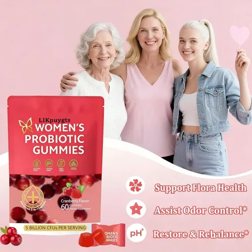 Vista 3 de Suplementos nutricionales prebióticos Gomitas probióticas para mujeres y mujeres, probióticos exclusivos con pH equilibrado, control de sabores