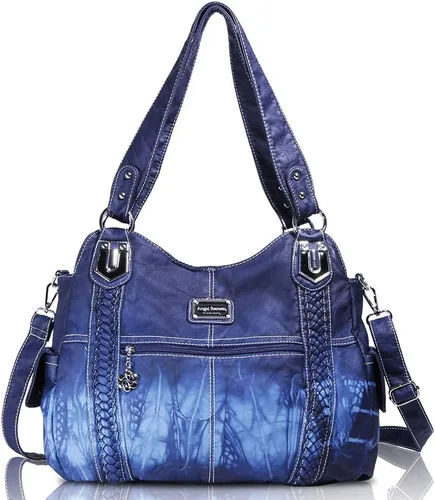 Vista 175 de Angel Barcelo - Bolsa de hombro amplia para mujer, diseño Hobo, cuero lavado