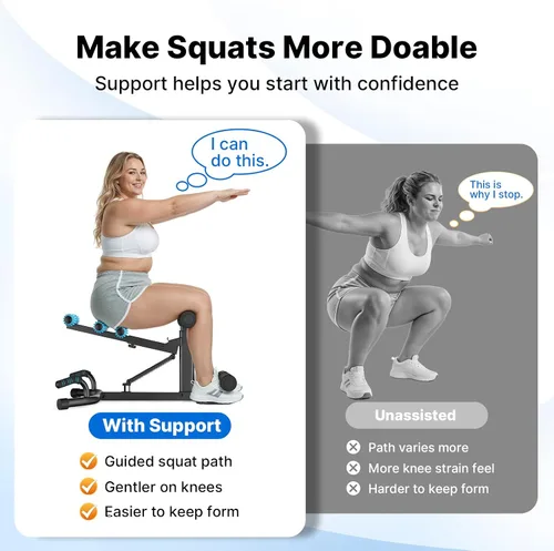 Vista 5 de MERACH Deep Squat Machine for Women, Adjustable Glutes Trainer Machine, Core & Leg Exercise, Push Up Board Workout Equipment at Home Gym